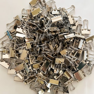 Mini Binder Clips, Silver Color, Horizontal width 5/8INCH, Mini Metal Clamp, Paper Clamp