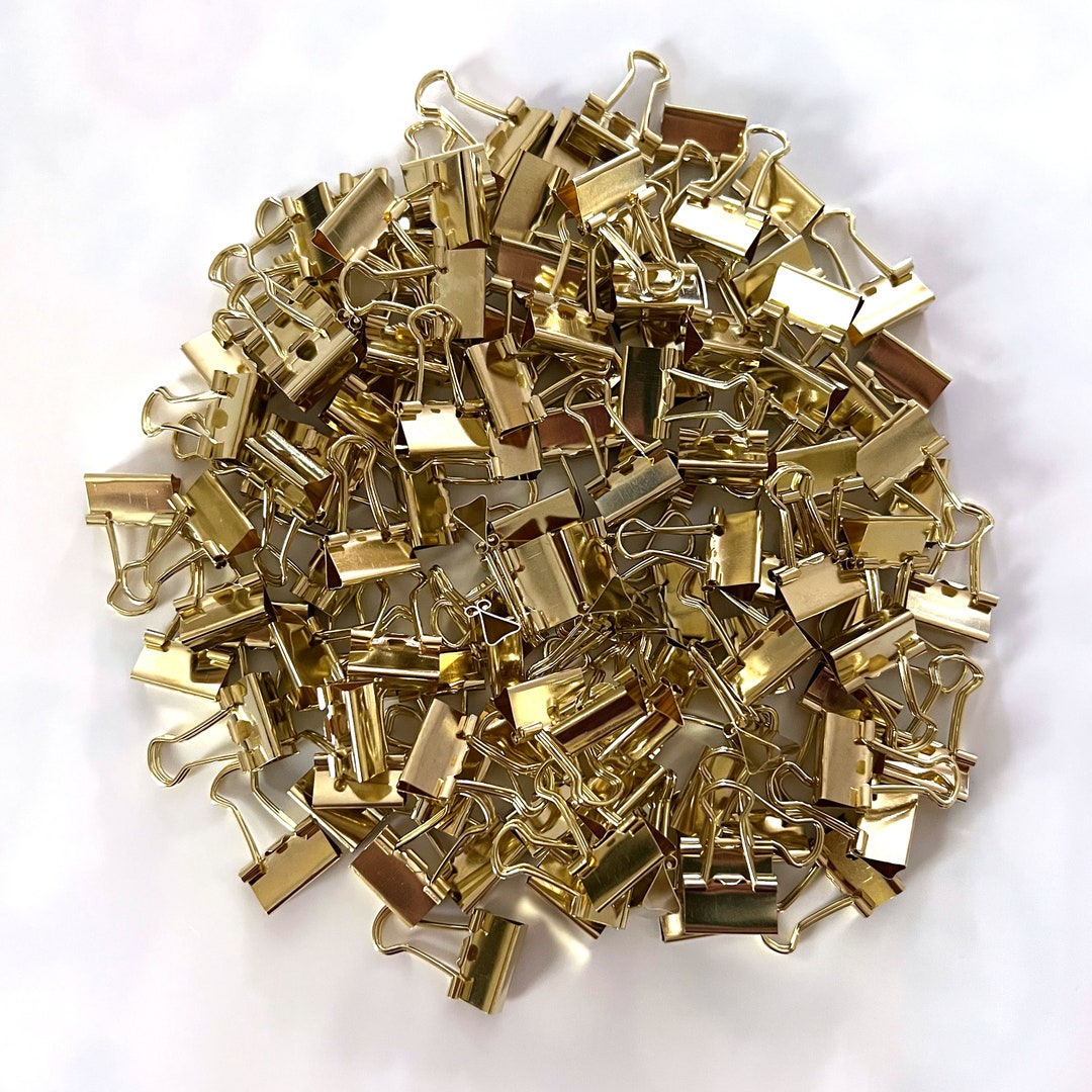 Mini Binder Clips, Gold Color, Width 5/8INCH 15mm, Golden Metal Clamp