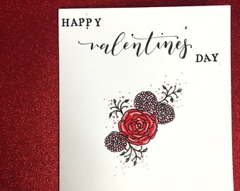 Valentine's Day Card Hand Drawn Custom Calligraphy Handlettering