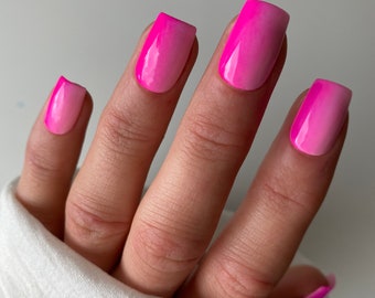 Neon Pink Ombre - Custom Press On Nails