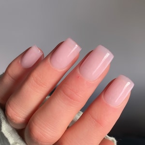 Sheer Pink Builder Gel Custom Press On Nails | Square Short False Nails | Sheer Luxury Stick On Nails