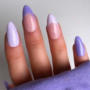 Lilac Mix And Match French Custom Press On Nails | Spring Luxury False Nails | Purple Stick On Nails