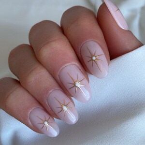 Sparkle star custom press on nails