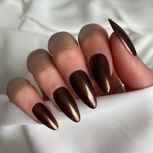 Chocolate Glazed Donut Custom Press On Nails | Fall Stick On Nails | Autumn Fake Nails