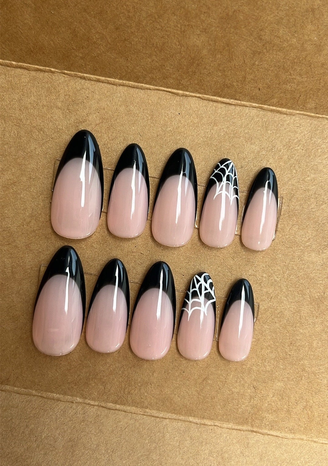 Black French and  Custom Press on Nails Halloween Glue on Etsy