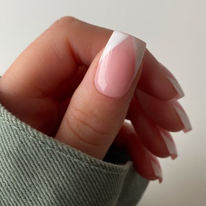 French Twist Custom Press On Nails Pink Sheer Luxury False Nails French Glue On Nails image 4