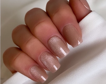 Nude Cat Eye Nails - Etsy