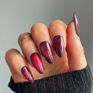 Vampire Glitter Custom Press On Nails | 5D Halloween Long Nails | Luxury Red Stick On Nails
