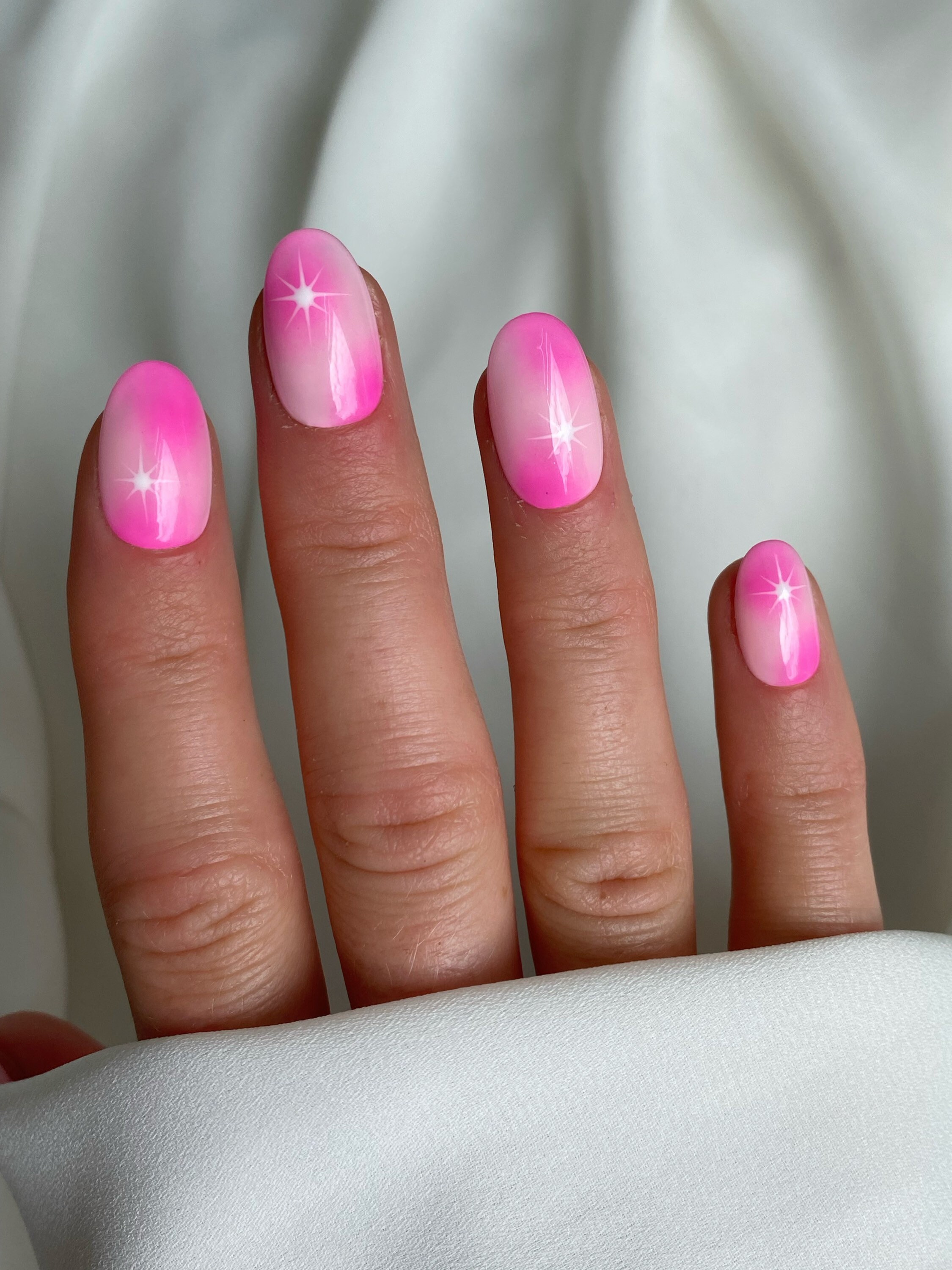 ピンクオーラカスタムプレスオンネイル｜エアブラシ高級つけ爪
