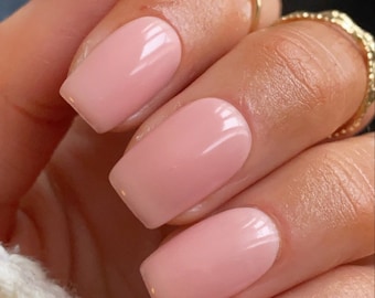 Builder Gel Soft Pink Custom Press On Nails | Luxury Pink Nails | Sheer Stick On Nails