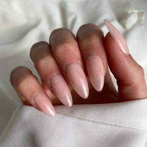 Builder Gel Nudey Pink Custom Press On Nails | Luxury False Nails | BIAB Stick On Nails