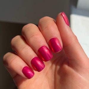 Raspberry Glazed Custom Press On Nails | Pink False Nails | Autumn Stick On Nails