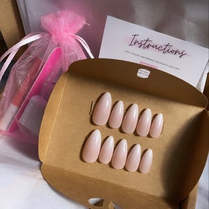 French Twist Custom Press On Nails Pink Sheer Luxury False Nails French Glue On Nails image 6