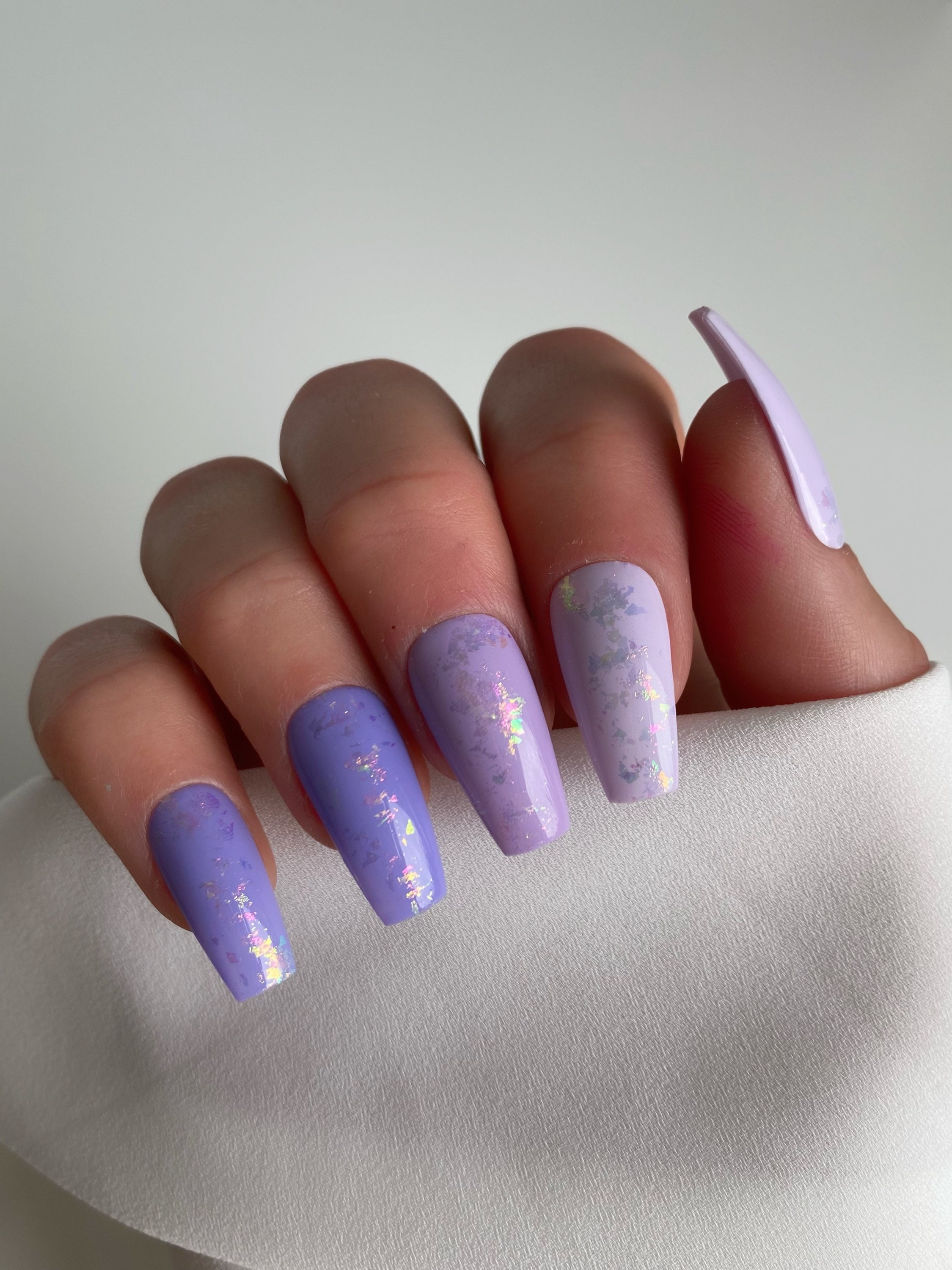 Holographic Purple Ombre Custom Press on Nails - Etsy India