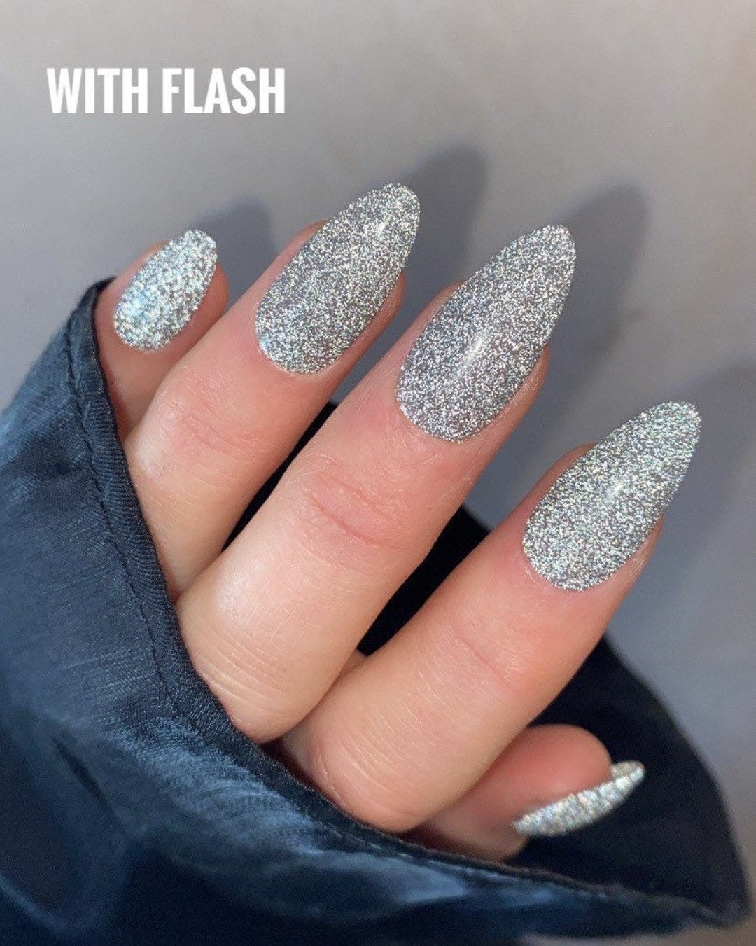 Silver Reflective Glitter Custom Press on Nails Festive False Nails Luxury  Christmas Stick on Nails - Etsy