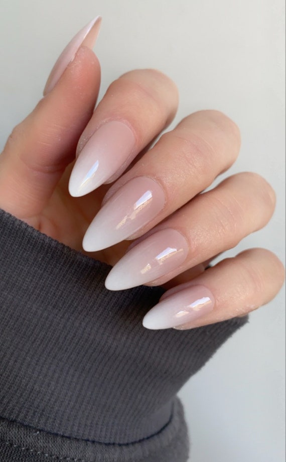 French Ombre Nude Base Custom Press on Nails Luxury False Nails