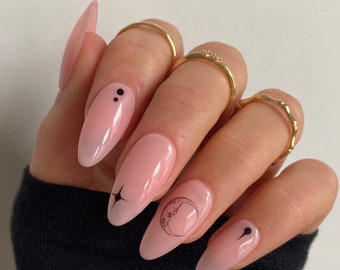 Moon Press On Nails Etsy