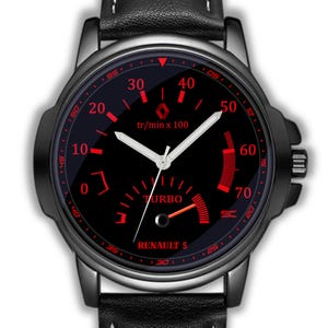 Reloj de pulsera analógico con cuentarrevoluciones y diseño de Renault Sport Super 5 GT Turbo, deportivo, años 90, caja de acero imagen 2