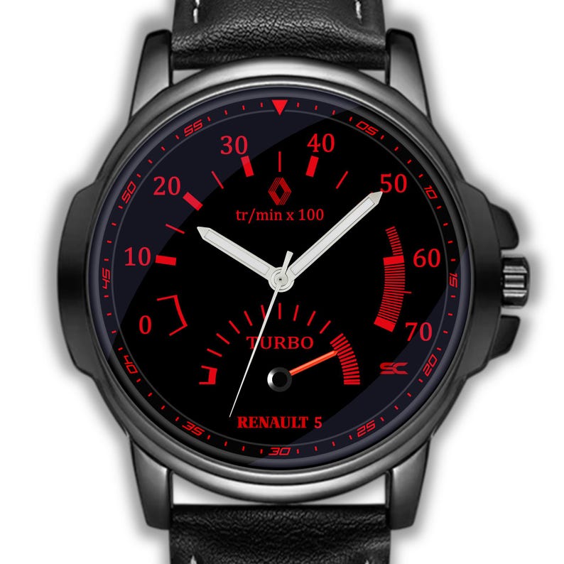 Reloj de pulsera analógico con cuentarrevoluciones y diseño de Renault Sport Super 5 GT Turbo, deportivo, años 90, caja de acero imagen 2