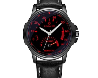Renault Sport Super 5 GT Turbo Sports Car 1990s Steel Case Analogue Fan Art Rev Counter Wristwatch