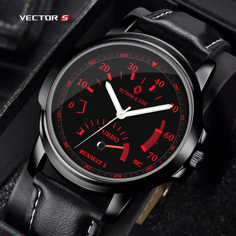 Reloj de pulsera analógico con cuentarrevoluciones y diseño de Renault Sport Super 5 GT Turbo, deportivo, años 90, caja de acero imagen 3