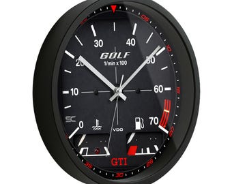 30cm Silent Quartz Wall Clock with Tachometer Inspired by Volkswagen Golf GTI 1 Series mk1 Vintage Sport