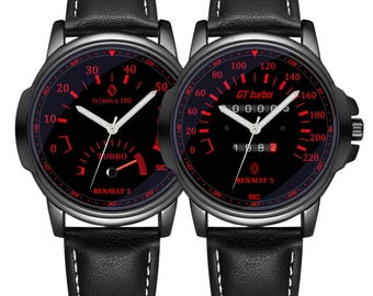 KIT X 2 Wristwatches with Tachometer and Odometer Fan Art Renault 5 GT Turbo Auto Rally Gadget Car km/h RPM Super