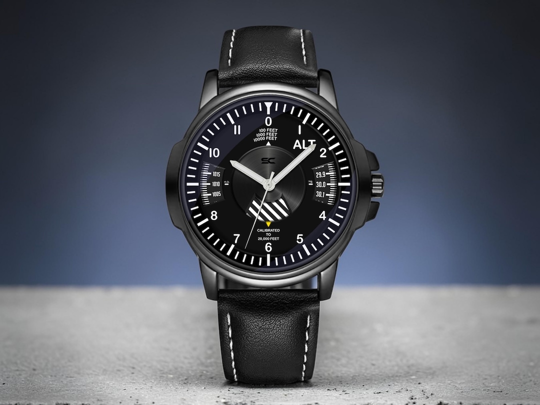 Altimeter Pilot Watch – Cockpit Instrument Style Aviation Watch ...