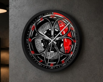 30cm Silent Quartz Wall Clock with Fan Art Alfa Romeo Giulia Stelvio Wheel Large Sport Gift