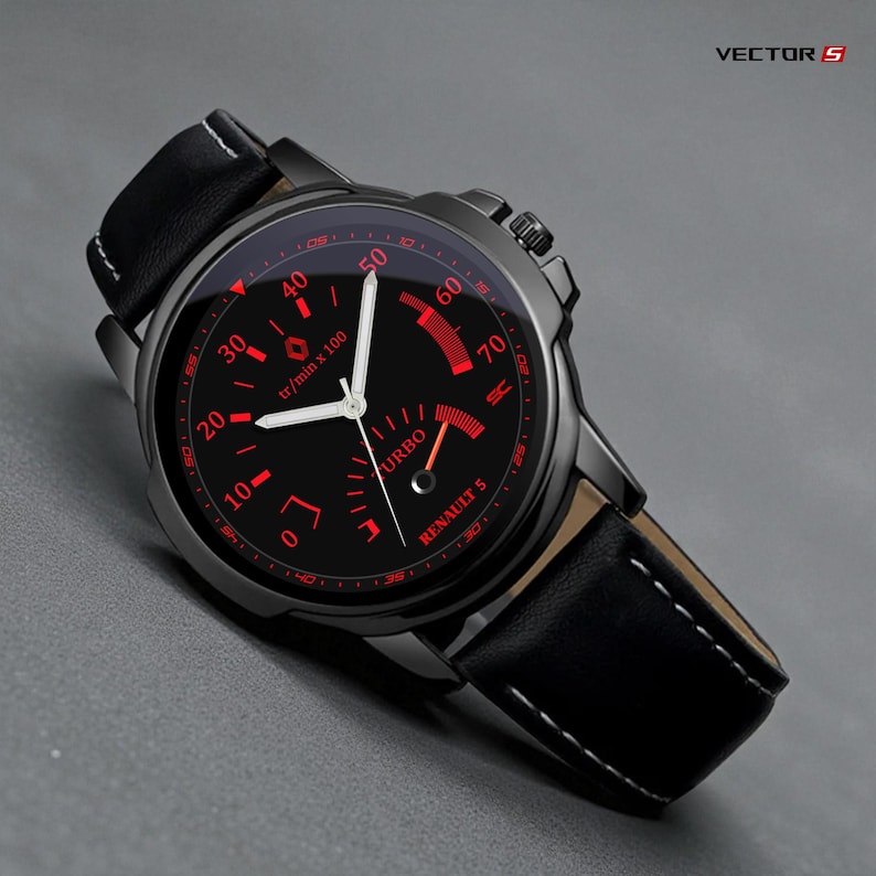 Reloj de pulsera analógico con cuentarrevoluciones y diseño de Renault Sport Super 5 GT Turbo, deportivo, años 90, caja de acero imagen 4