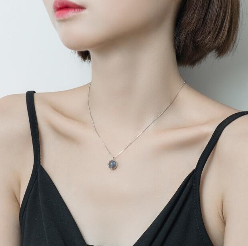 Dainty Moonstone Necklace \u2022 Valentine/'s Day Gift for Her \u2022 Sterling Silver Necklace \u2022 Dainty Jewelry \u2022 Unique Necklace \u2022 Handmade Jewelry
