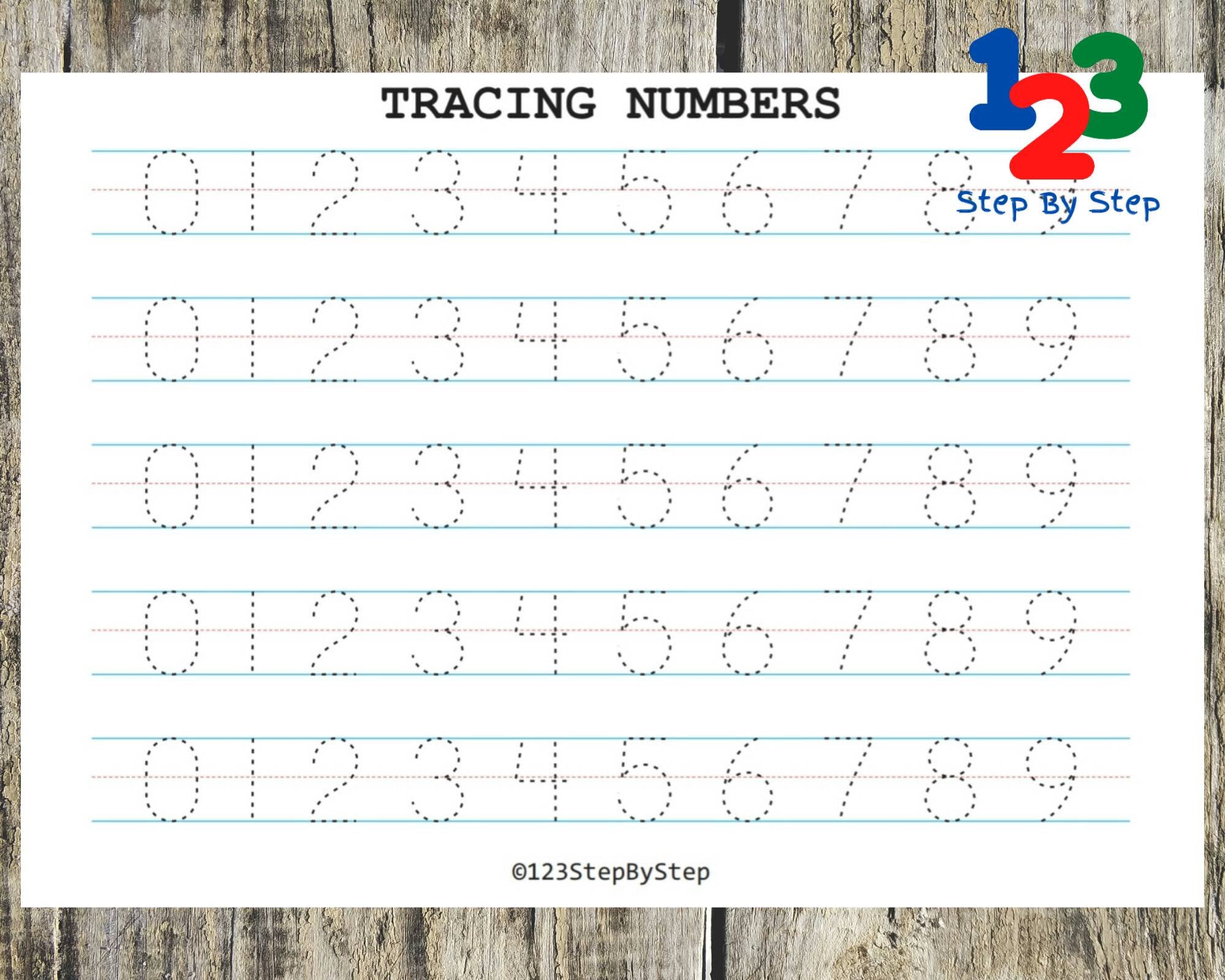 tracing numbers printable tracing numbers worksheet etsy