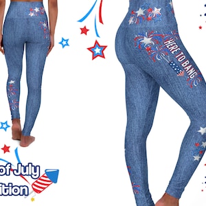 Here to Bang 4th of July Leggings | Independence Day Leggings | American Flag | Firework Leggings