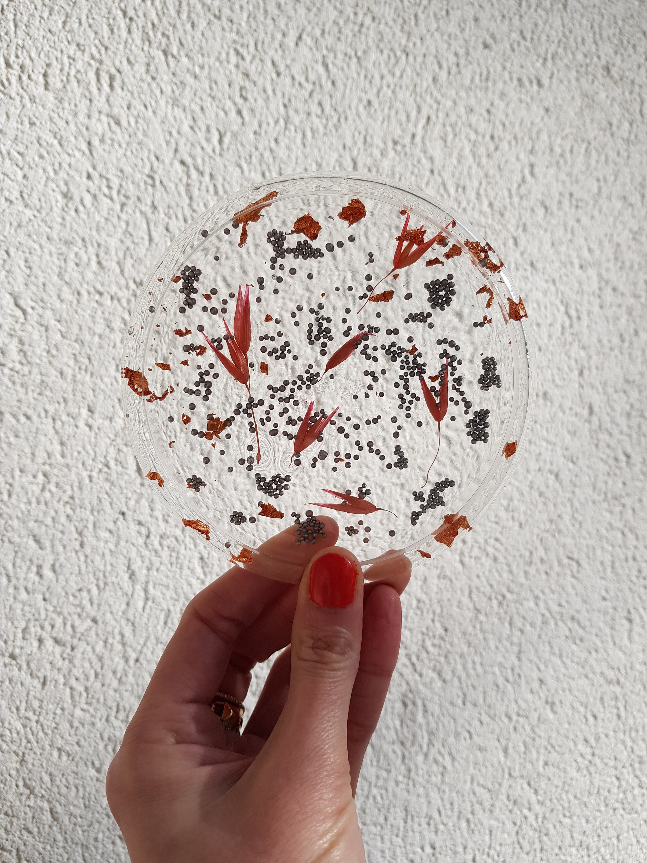 Coupelle Pour Bague, Vide Pièces, Porte Savon, Socle de Bougie en Résine Epoxy et Fleurs Inclusion