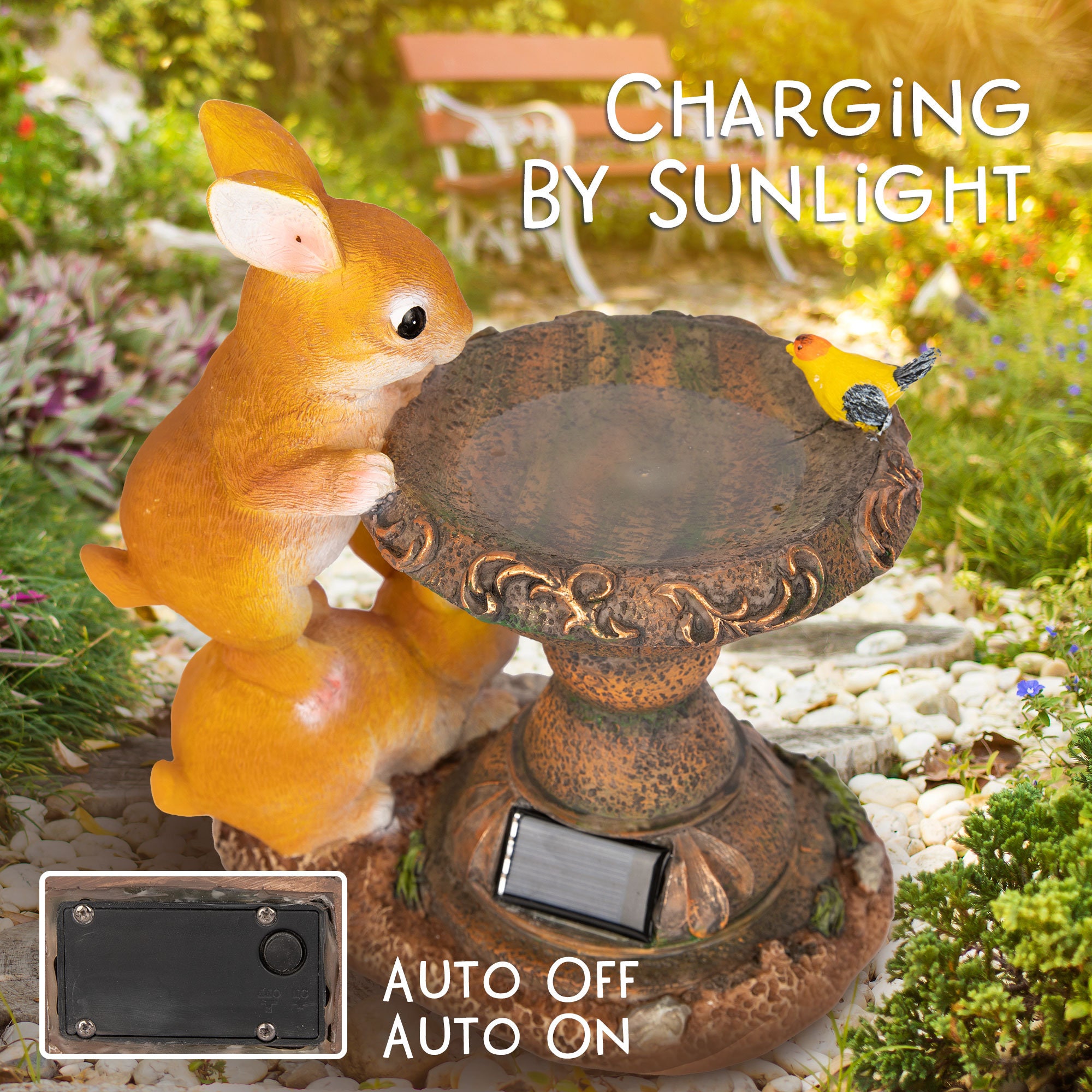 Outdoor Solar Garden Statue Cute Resin Rabbit Garden Statue Etsy UK