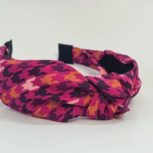 Pink Houndstooth Printed Headband
