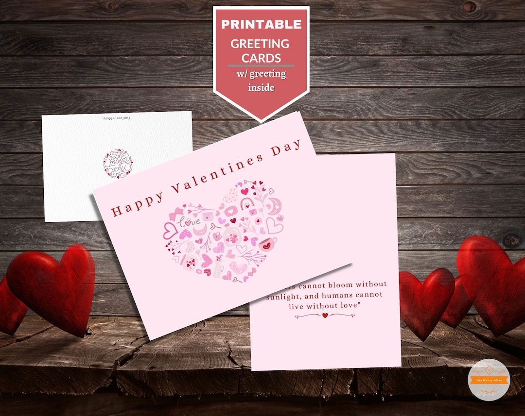  Herz Collage Druckbare Valentinstags-Grußkarte, Sofort Download, 7x5 Bildidee 
