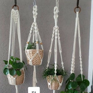 Blumenampel 2er SET oder EINZELN Makramee Pflanzenaufhänger Pflanzenhänger Hängeampel am Ring Zimmerpflanzen Wandbehang
