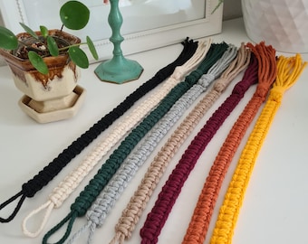 MAKRAMEE Raffhalter Gardinenhalter Vorhanghalter gelb orange burgunder grün beige grau Macrame Boho Landhaus Kordel Baumwolle