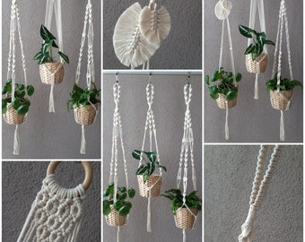 Blumenampel LANG und 3er SET oder EINZELN Hängeampel Makramee Macrame Pflanzenhänger Pflnazenaufhänger Zimmerpflanzen Boho