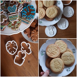 Cookie Cutter Set of 3 Houseplants Monstera Hoya Cactus Plant Stamp Cookie Baking Cookie Cutters Cookie Cutter Christmas Gingerbread Stamp