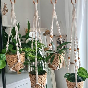 Bloempot zonder kwastjes, macramé plantenhanger, plantenhouder voor kamerplanten, raamdecoratie, katvriendelijke hangende plantenbak