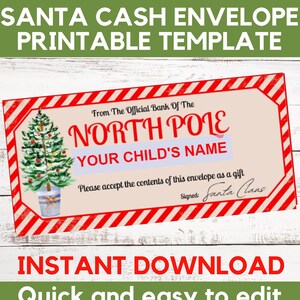 Santa mail envelope template. Custom Christmas envelope for a letter from Santa. North Pole official Custom Christmas envelope template.