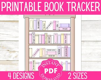 Boektracker | Leestracker | Boekenplankleeslogboek | Afdrukbare boekdagboekpagina | Afdrukbaar leesdagboek | Digitale download