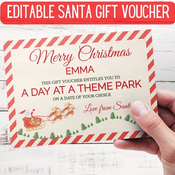 Christmas Gift Voucher Template : Christmas voucher. Christmas gift certificate. Editable gift card. Last minute gift. Editable gift voucher