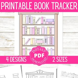 Book Tracker | Reading Tracker | Bookshelf reading log | Printable book journal page | Printable reading journal |Digital Download