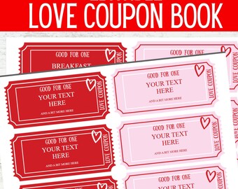 Liefde couponboek sjabloon | Bewerkbaar liefdesbonnenboek, Aangepast kortingsbonnenboek voor liefdesbonnen of seksbonnen, Valentijnscadeau voor vriend,