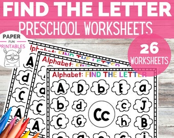 Förskolearbetsblad | Hitta bokstaven ABC-arbetsblad | Lär dig stora och små bokstäver | Förskoleläroplan | Alfabetsarbetsblad