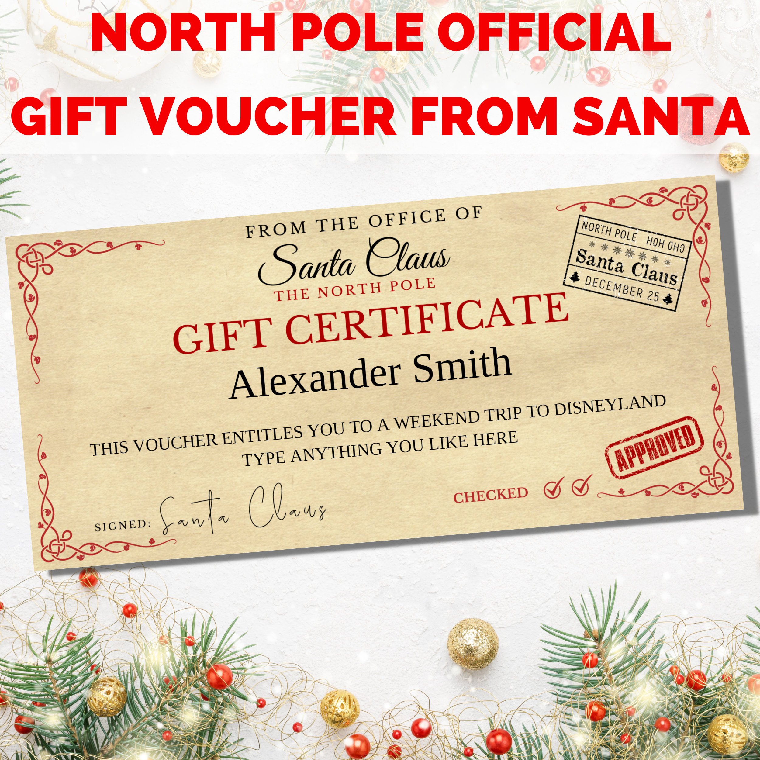 Santa Gift Voucher Christmas Voucher Template Santa Claus 