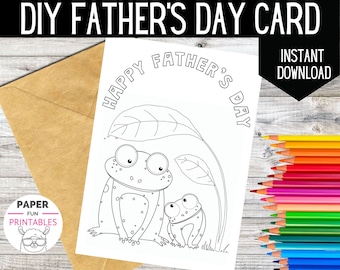PRINTABLE Father's Day card| Coloring Card For Daddy. Color in Father's Day card for Dad. Instant DOWNLOAD